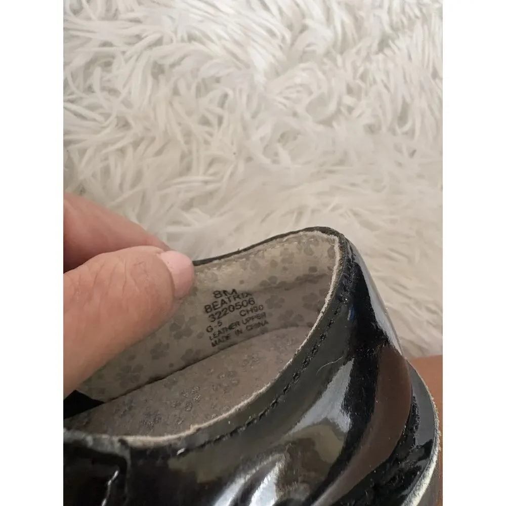 Stride Rite “Beatrix” Toddler 8 Black Shiny Vint Style Buckle Shoes. Exc. Cond